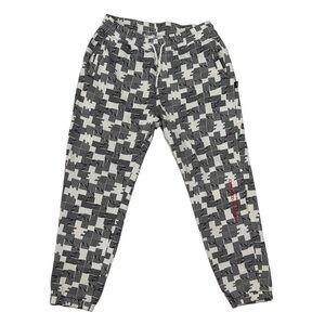 WESC WHITE RETRO SWEATPANT JOGGER PANT MEN L Women XL 1410771 baker puzzle check